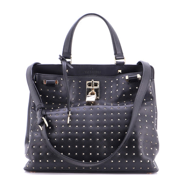 Valentino Garavani Joy Lock Top Handle Bag Studded Leather Medium