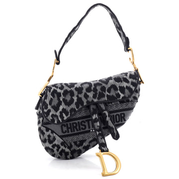 Christian Dior Saddle Handbag Mizza Embroidered Canvas Medium