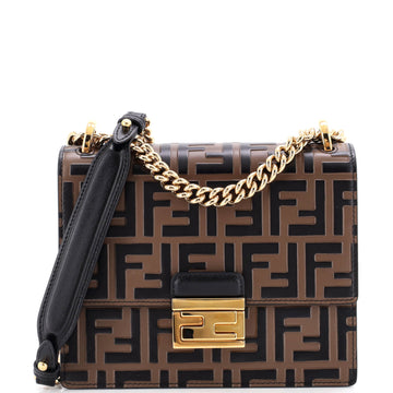 Fendi Kan U Shoulder Bag Zucca Embossed Leather Small