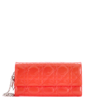 Christian Dior Lady Dior Rendez Vous Short Chain Wallet Cannage Quilt Patent