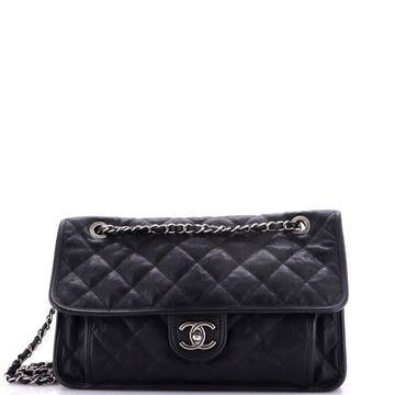 Chanel French Riviera Flap Bag Quilted Caviar Large