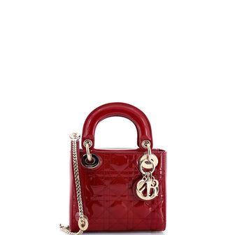 Christian Dior Lady Dior Chain Bag Cannage Quilt Patent Mini