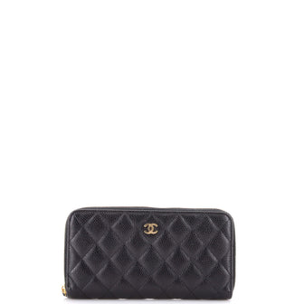 Chanel Zip Around Wallet Quilted Lambskin Long