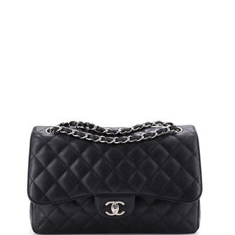 Chanel Classic Double Flap Bag Quilted Caviar Jumbo