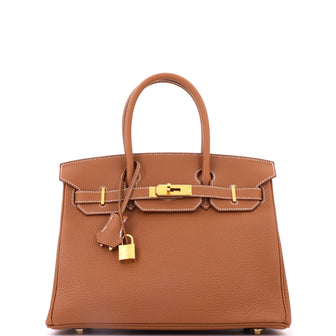 Hermes Birkin Handbag Brown Togo with Gold Hardware 30