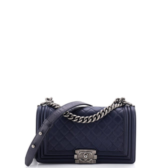 Chanel Boy Flap Bag Quilted Lambskin Old Medium