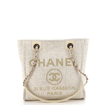 Chanel North South Deauville Tote Raffia with Glitter Detail Small