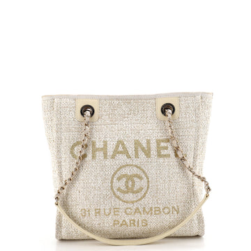 Chanel North South Deauville Tote Raffia with Glitter Detail Small