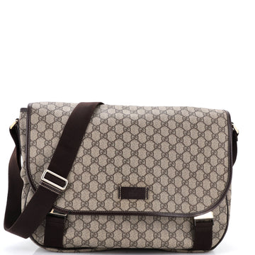 Gucci Double Buckle Messenger Bag GG Coated Canvas Large