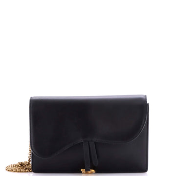 Christian Dior Saddle Chain Clutch Leather