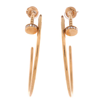 Cartier Juste un Clou Hoop Earrings 18K Rose Gold with Diamonds XL
