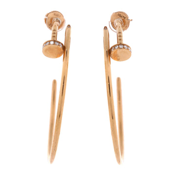 Cartier Juste un Clou Hoop Earrings 18K Rose Gold with Diamonds XL