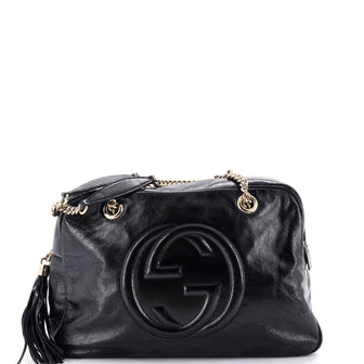 Gucci Soho Chain Zip Shoulder Bag Patent Medium