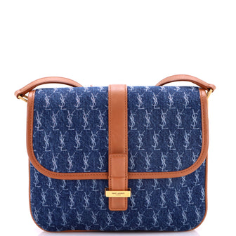 Saint Laurent Le Monogramme Shoulder Bag Monogram All Over Denim Small