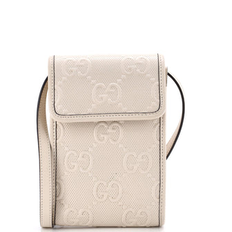 Gucci Flap Crossbody Bag GG Embossed Perforated Leather Mini