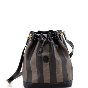 Fendi Vintage Pequin Bucket Bag Coated Canvas Large