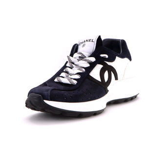 Chanel Women's Bicolor CC Low-Top Sneakers Perforated and Quilted Suede