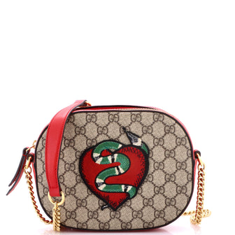 Gucci Chain Crossbody Bag Embroidered GG Coated Canvas Mini