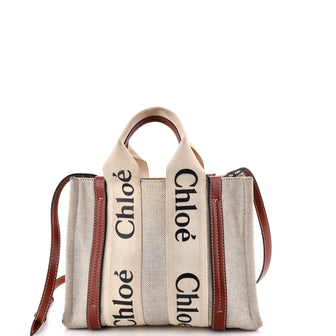 Chloe Woody Convertible Tote Canvas with Leather Small