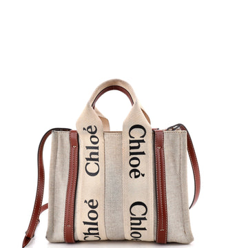 Chloe Woody Convertible Tote Canvas with Leather Small