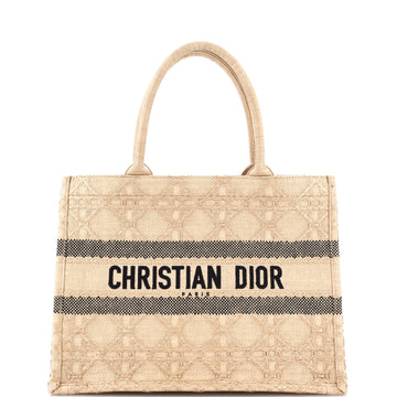 Christian Dior Book Tote Cannage Embroidered Raffia Medium