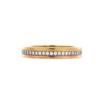 Cartier Vendome Louis Cartier Wedding Band Ring 18K Tricolor Gold with Diamonds