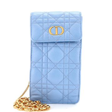 Christian Dior Caro Phone Holder with Chain Cannage Quilt Calfskin