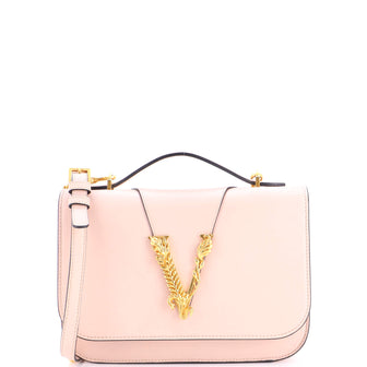 Versace Virtus Flap Shoulder Bag Leather Small