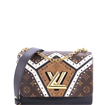 Louis Vuitton Twist Handbag Limited Edition Brogue Reverse Monogram Canvas and Leather MM