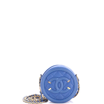 Chanel Filigree Round Clutch with Chain Quilted Caviar Mini