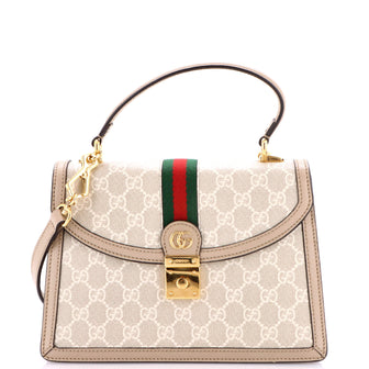Gucci Ophidia Flap Top Handle Bag GG Coated Canvas Small