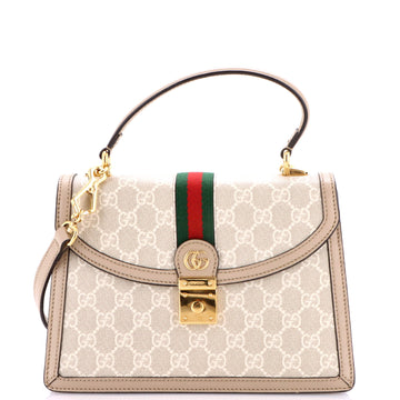 Gucci Ophidia Flap Top Handle Bag GG Coated Canvas Small