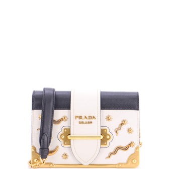 Prada Cahier Crossbody Bag Embellished Leather Small