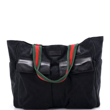 Gucci Double Pocket Web Handle Tote GG Canvas Medium