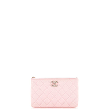 Chanel Crystal Woven CC O Case Pouch Quilted Caviar Small