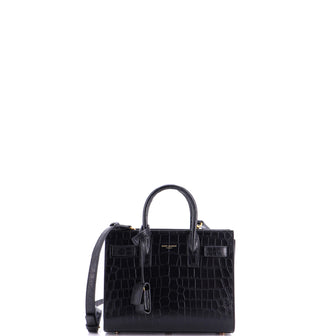 Saint Laurent Sac de Jour NM Bag Crocodile Embossed Leather Nano