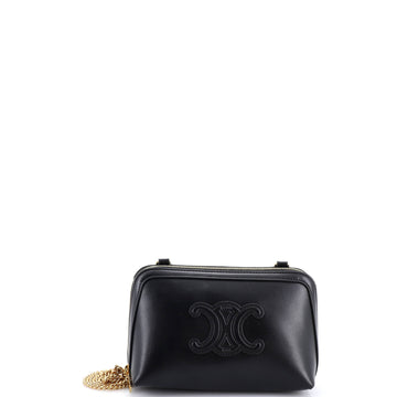 Celine Cuir Triomphe Zip Around Chain Clutch Leather
