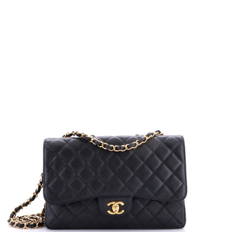 Chanel Classic Double Flap Bag Quilted Caviar Jumbo