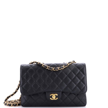 Chanel Classic Double Flap Bag Quilted Caviar Jumbo