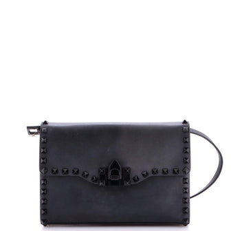 Valentino Garavani Rockstud Flip Lock Flap Bag Leather Medium