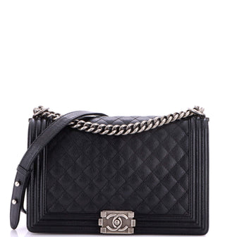 Chanel Boy Flap Bag Quilted Caviar New Medium
