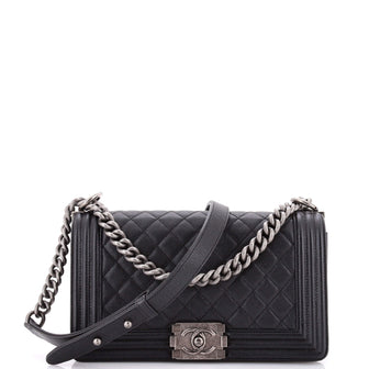 Chanel Boy Flap Bag Quilted Caviar Old Medium