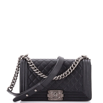 Chanel Boy Flap Bag Quilted Caviar Old Medium
