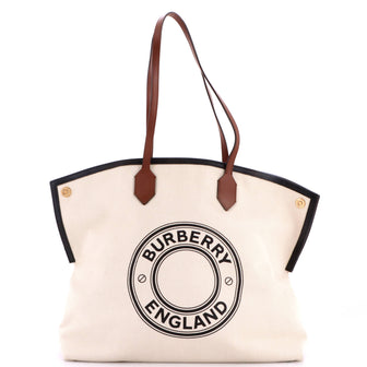 Burberry Logo Society Tote Printed Canvas Large