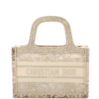 Christian Dior Book Tote Embroidered Canvas Mini