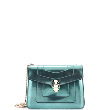 Bvlgari Serpenti Forever Square Shoulder Bag Metallic Leather Small