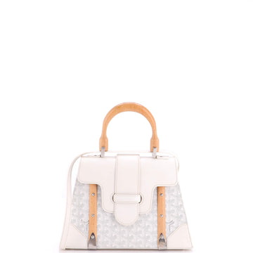 Goyard Saigon Top Handle Bag Coated Canvas with Leather PM