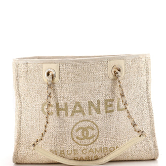 Chanel Deauville Tote Raffia with Glitter Detail Small