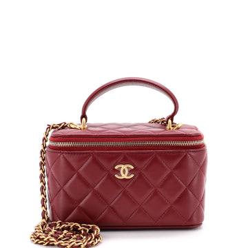 Chanel Classic Top Handle Vanity Case with Chain Quilted Lambskin Small