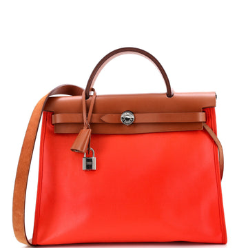 Hermes Herbag Zip Berline Vache Canvas and Leather 31
